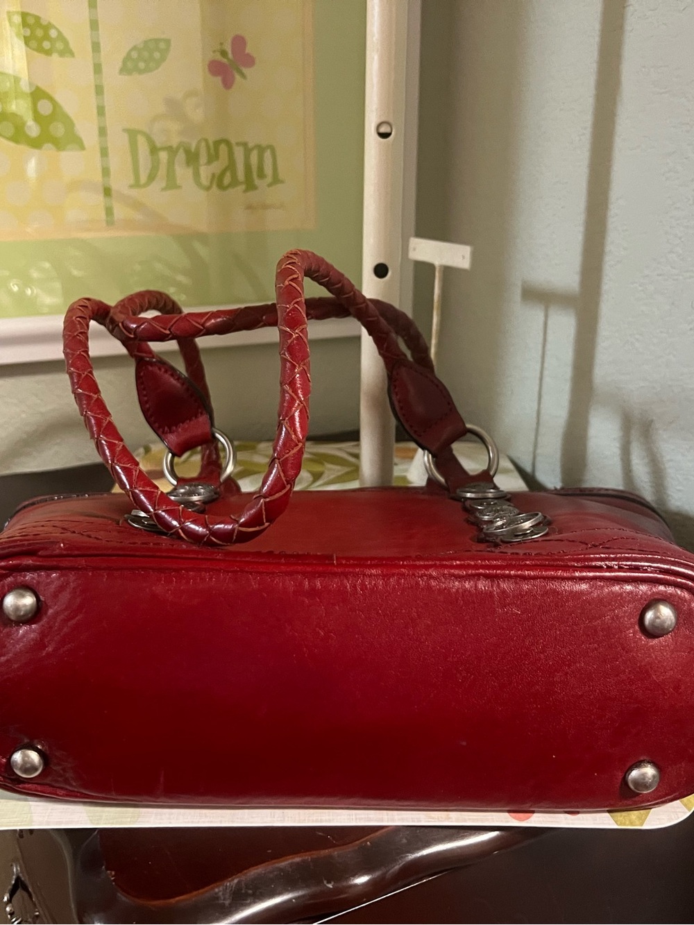 Patricia Nash Burgundy Tooled Plum Leather Shoulder Bag - Picture 2 of 11
